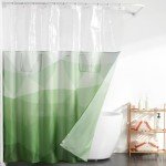Sage Green Ombre Shower Curtain with Storage Pockets