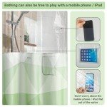 Sage Green Ombre Shower Curtain with Storage Pockets