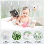 Sage Green Ombre Shower Curtain with Storage Pockets