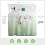 Sage Green Ombre Shower Curtain with Storage Pockets