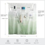 Sage Green Ombre Shower Curtain with Storage Pockets