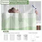 Sage Green Ombre Shower Curtain with Storage Pockets