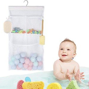 Multifunctional Hanging Bath Toy Organizer - White
