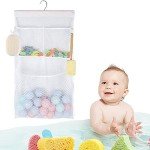 Multifunctional Hanging Bath Toy Organizer - White