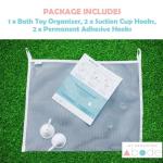 Bath Toy Organizer with Hooks and Mesh Bag