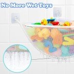 Kids Bath Toy Corner Storage Net with Hooks