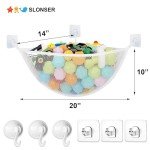Kids Bath Toy Corner Storage Net with Hooks
