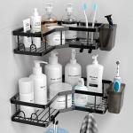 2 Pack Corner Shower Caddy with Adhesive Hooks