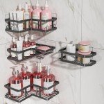 Youvip Adhesive Wall-Mounted Shower Caddy Set - Black