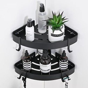 Adhesive Corner Shower Caddy Organizer with Hooks - 2 Pack