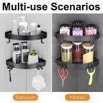 Adhesive Corner Shower Caddy Organizer with Hooks - 2 Pack