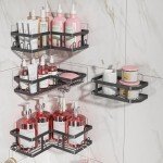 Youvip Adhesive Wall-Mounted Shower Caddy Set - Black