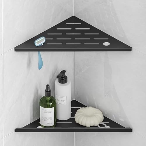 HBXS corner shower shelf organizer 2-pack, made of 304 stainless steel for tiled walls.