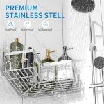 Wall-Mounted Corner Shower Caddy with Soap Holder