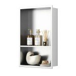 Brushed Stainless Steel Double Shelf Shower Niche