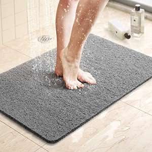 Non-Slip Quick-Dry Shower Mat, Grey 24x16 inches