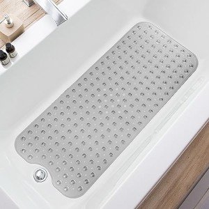 Extra Long Non-Slip Bathtub Mat with Drain Holes