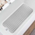 Extra Long Non-Slip Bathtub Mat with Drain Holes