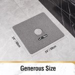 Square Non-Slip Shower Mat, 24"x24" Grey