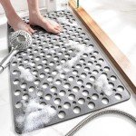 Non-Slip Bath Mat with Suction Cups - Gray