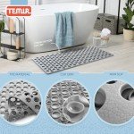 Non-Slip Bath Mat with Suction Cups - Gray