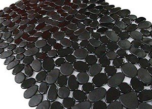 Non-Slip Black Pebble Bathtub Mat 16"x35