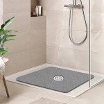 Square Non-Slip Shower Mat, 24"x24" Grey