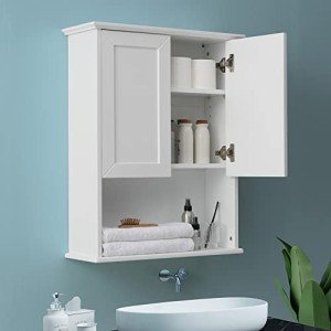 Wall-Mounted Wooden Bathroom Cabinet with Adjustable Shelves