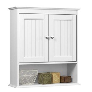 White Wall-Mounted Bathroom Cabinet with Doors