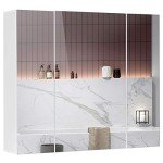 3-Door Bathroom Mirror Cabinet with Adjustable Shelves