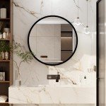 Black Round Medicine Cabinet Mirror with Shelf