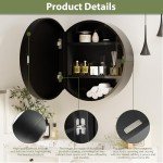 Black Round Medicine Cabinet Mirror with Shelf