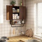 Fluted Wall Cabinet with Adjustable Shelves and Towel Bar