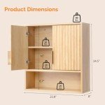 VINGLI Fluted Bathroom Wall Cabinet - Natural Oak