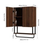 Fluted Wall Cabinet with Adjustable Shelves and Towel Bar