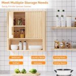 VINGLI Fluted Bathroom Wall Cabinet - Natural Oak