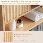 VINGLI Fluted Bathroom Wall Cabinet - Natural Oak