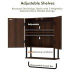 Fluted Wall Cabinet with Adjustable Shelves and Towel Bar