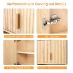 VINGLI Fluted Bathroom Wall Cabinet - Natural Oak