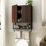 Fluted Wall Cabinet with Adjustable Shelves and Towel Bar
