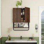 Fluted Wall Cabinet with Adjustable Shelves and Towel Bar