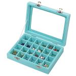 24-Grid Velvet Jewelry Box for Rings & Earrings