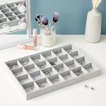 Gray Velvet Jewelry Organizer Tray with 24 Grids