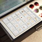 Gray Velvet Jewelry Organizer Tray with 24 Grids