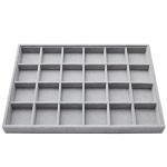 Gray Velvet Jewelry Organizer Tray with 24 Grids