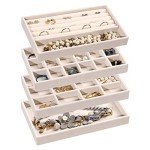 Stackable Velvet Jewelry Organizer Tray Set of 4