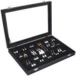 Earring Organizer Tray with Velvet and Glass Cover