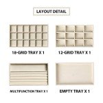 Stackable Velvet Jewelry Organizer Tray Set of 4