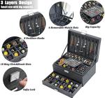 Grey Velvet Jewelry Organizer Box with Lock