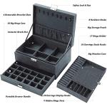 Grey Velvet Jewelry Organizer Box with Lock